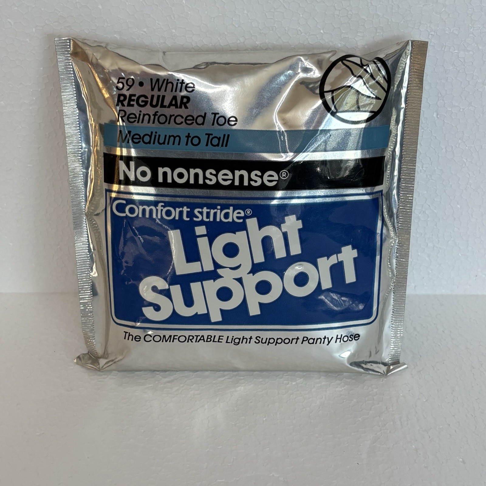 No Nonsense Comfort Stride Pantyhose Light Support 59 White Medium Tall Vintage