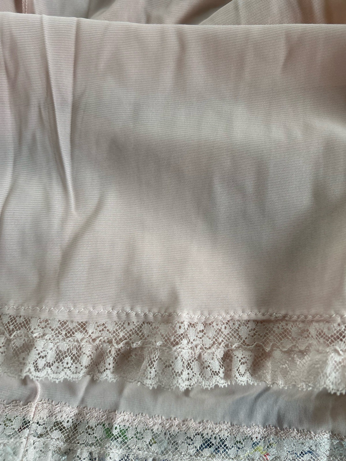 Vintage Half Slip Pink Midi Length Appliqué and Lace Trim Carillon 1588 Medium