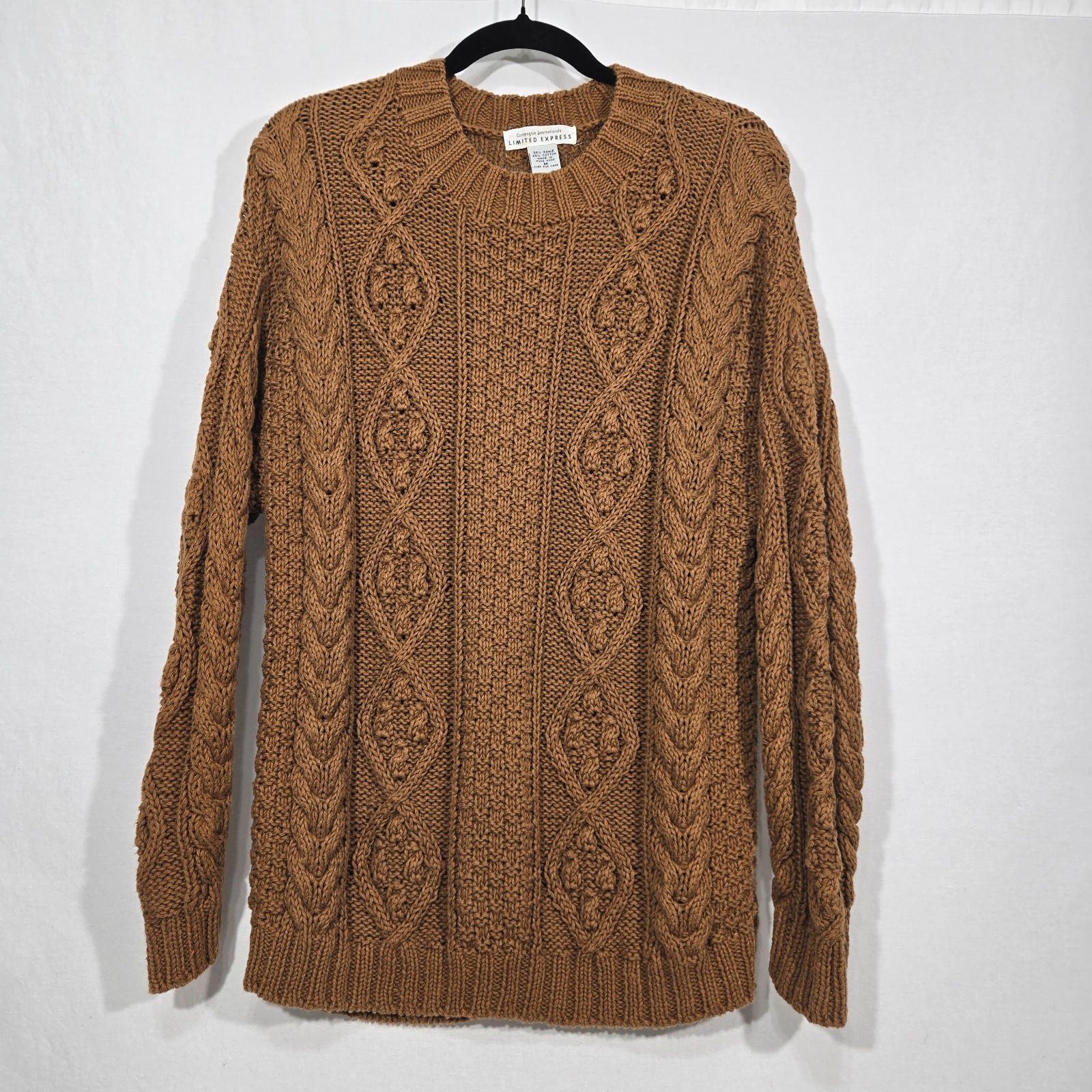 Vintage LIMITED EXPRESS 80s Cable Knit Chunky Fisherman Sweater OVERSIZED Size M