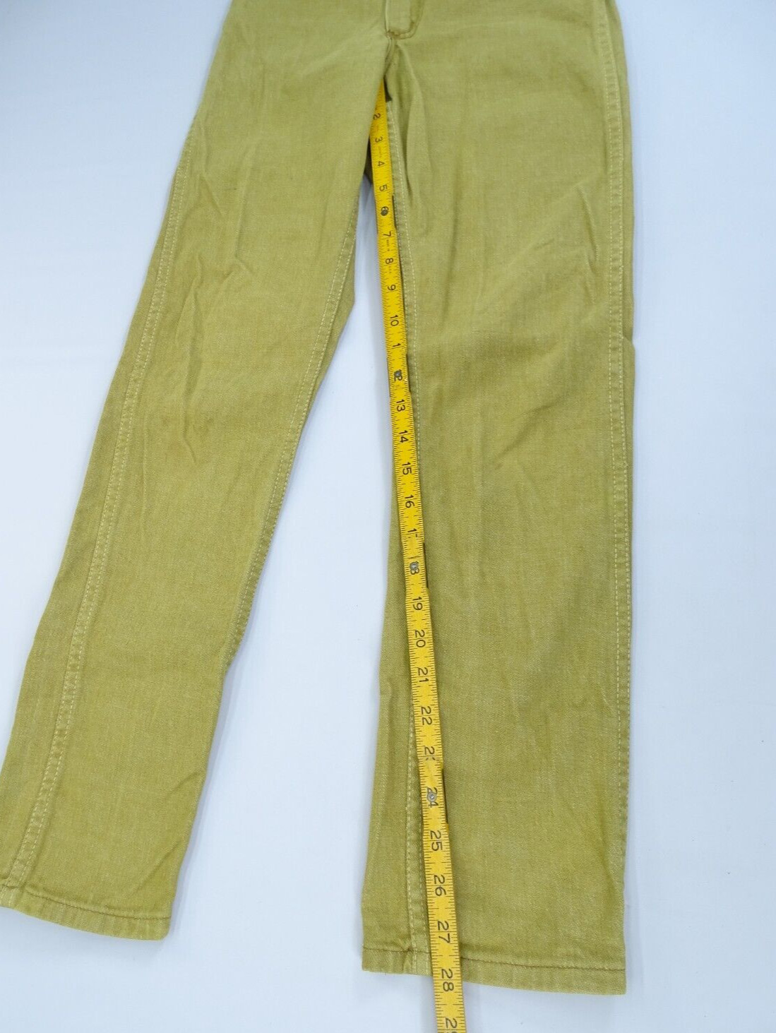 Maverick Jeans Womens 7/8 Slim Mustard Yellow Vintage 70s High Waist USA Retro