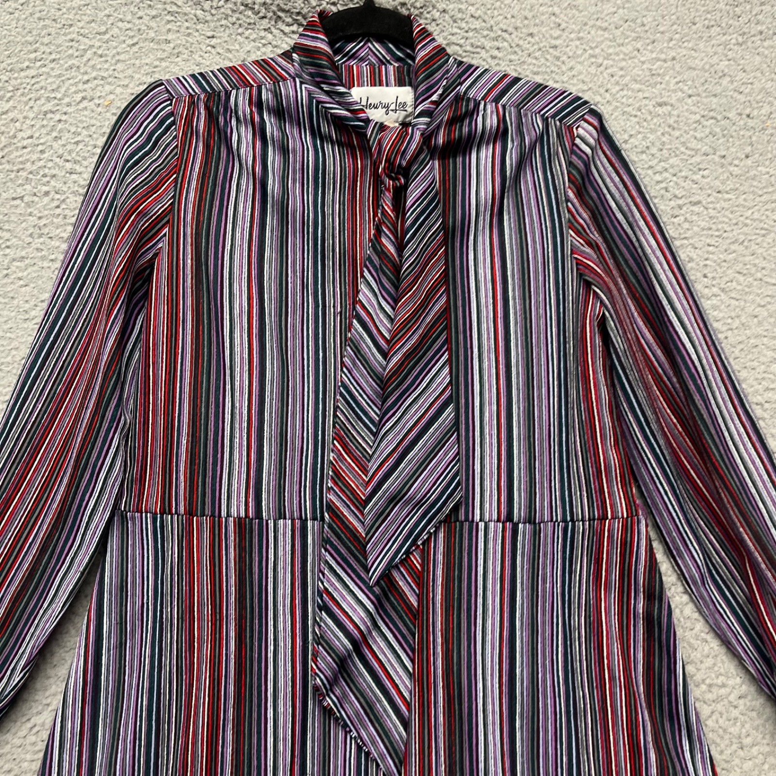 Heury Lee Vintage Dress Womens 12 Purple Striped Secretary Geek 60’s 70’s