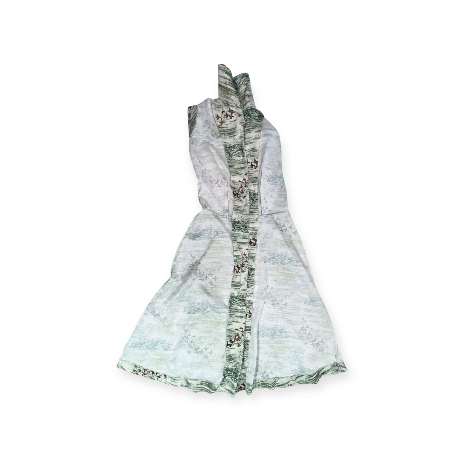 VINTAGE 1970s DRESS HIPPIE MOD BOHO PRAIRIE GOOSE GEESE PRINT DISCO WHIMSICAL S