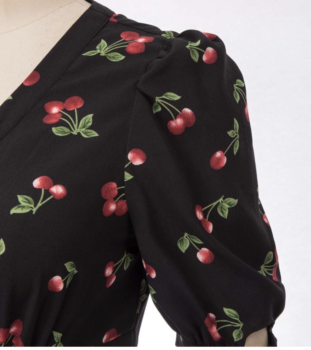 Belle Poque Pin-Up “Cherries” Blouse Size M 1950s Vintage Rock A Billy Style NWT