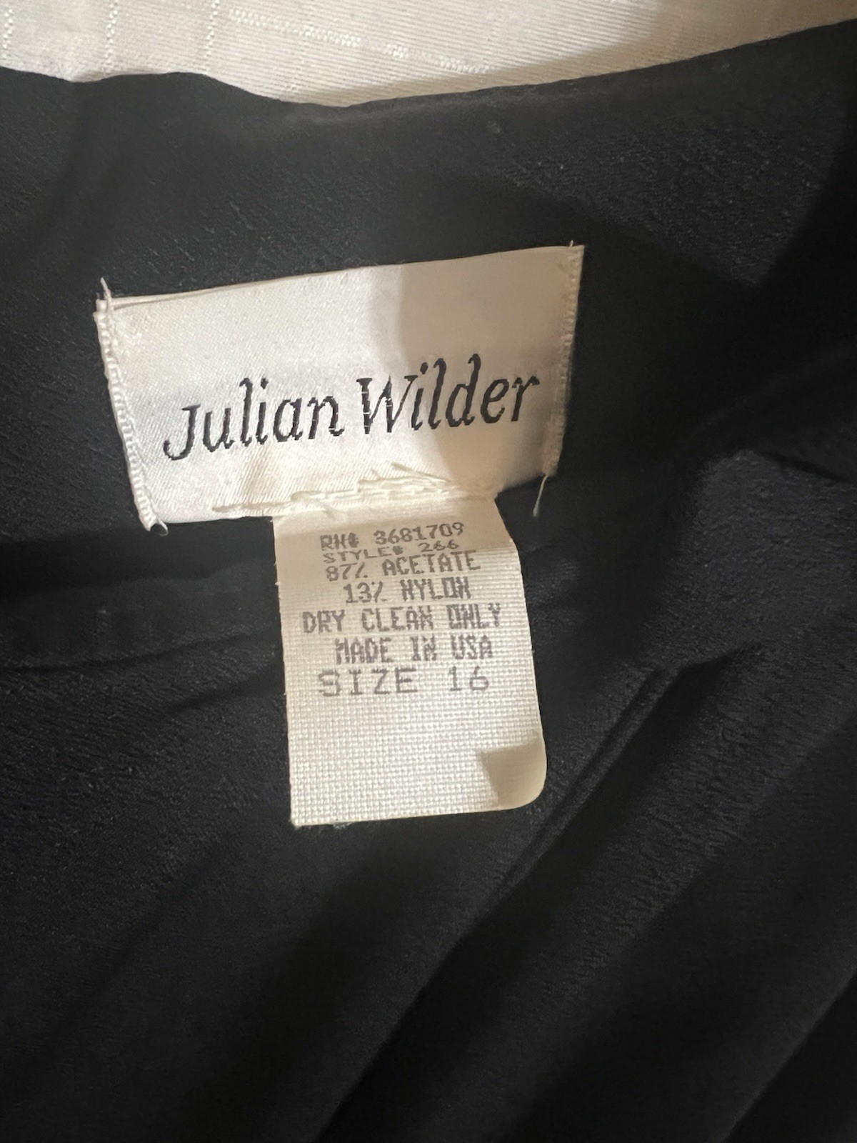 Vintage 1990s Black Rhinestone Bow Crepe Party Dance Dress Julian Wilder