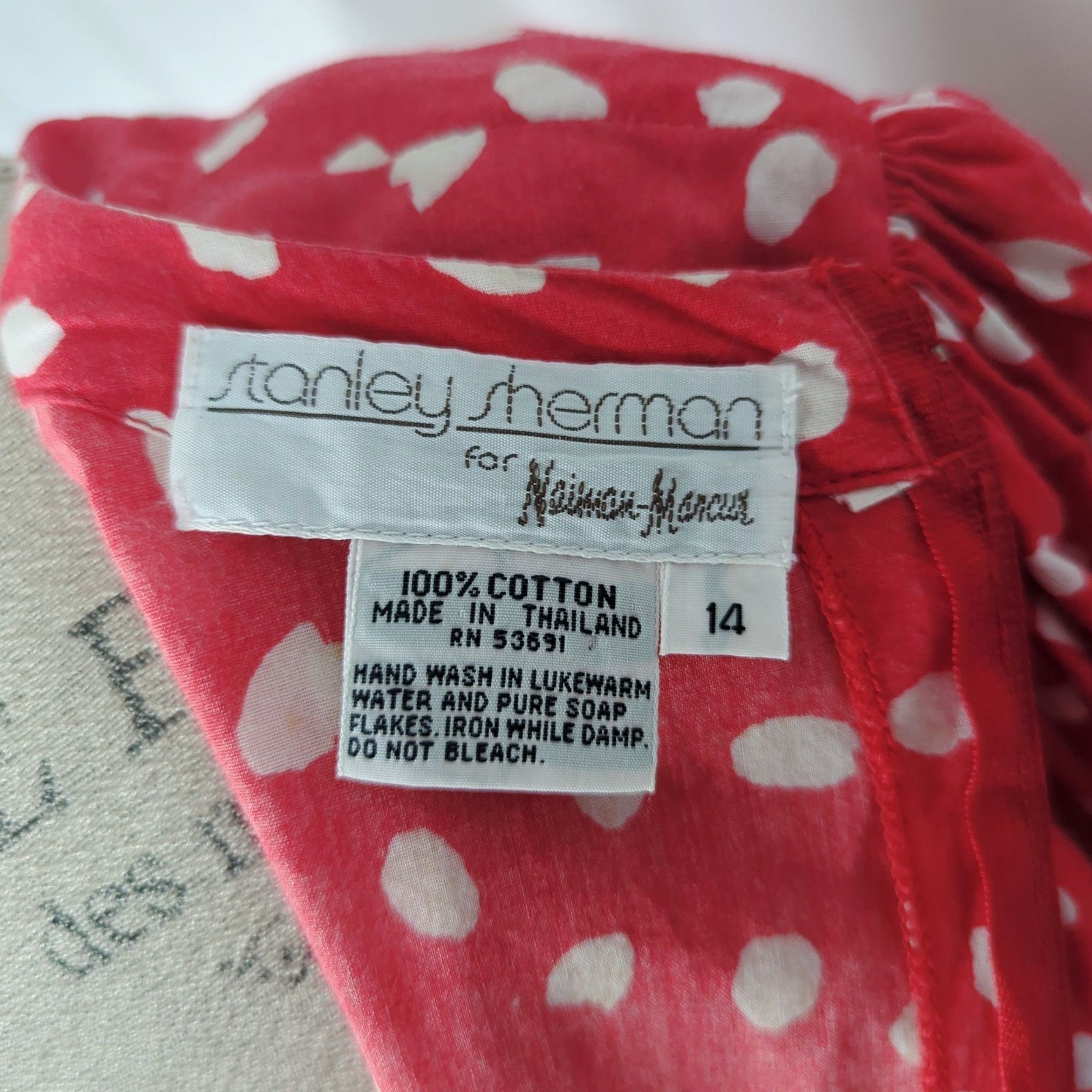 Vintage 70s Stanley Sherman Dress Medium Red Flamenco Polka Dot