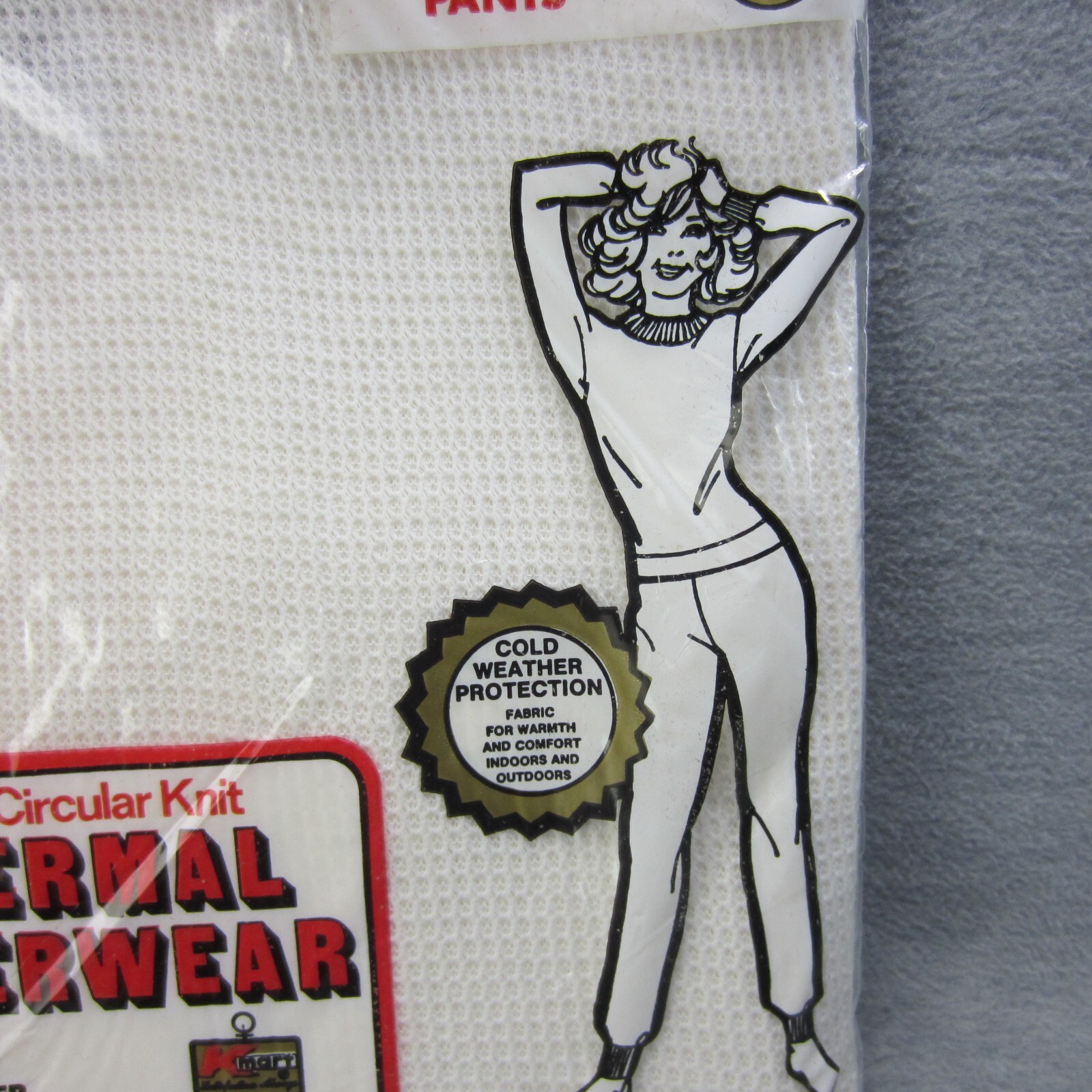 Vintage Kmart Circular Knit Thermal Underwear Womens XL White Ski Wear USA