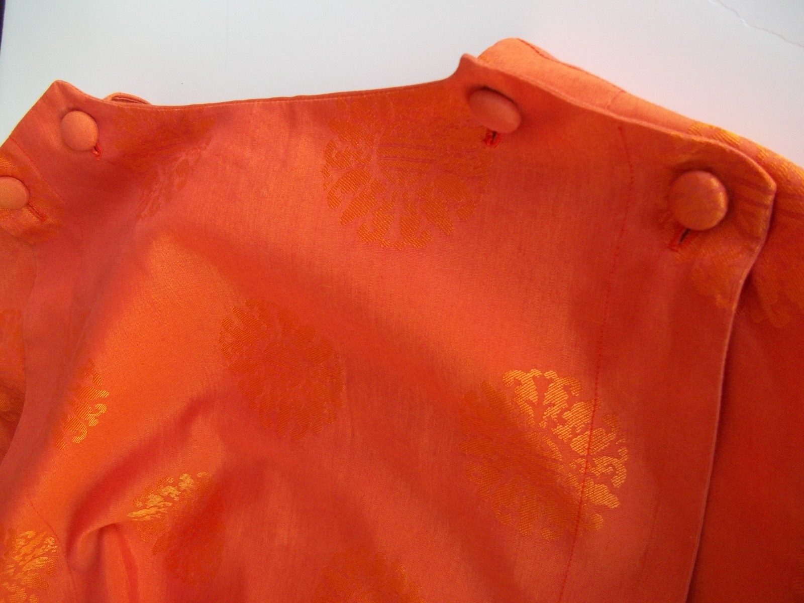 Vintage 50’s 60’s Sydney Honolulu Hawaiian Dress Orange Back Drape + Belt Silk M