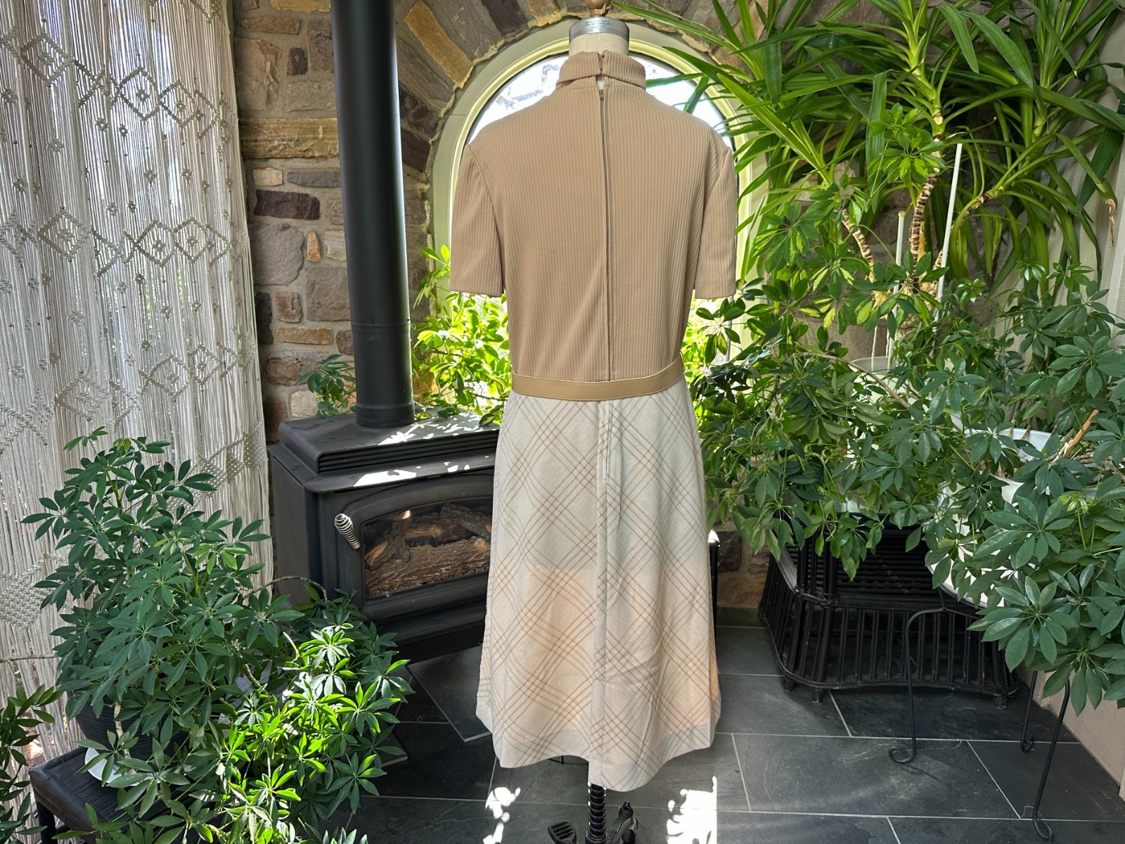 Vintage 1970s Ivory and Beige Dress with Jacket Kay Windsor The Look You Love