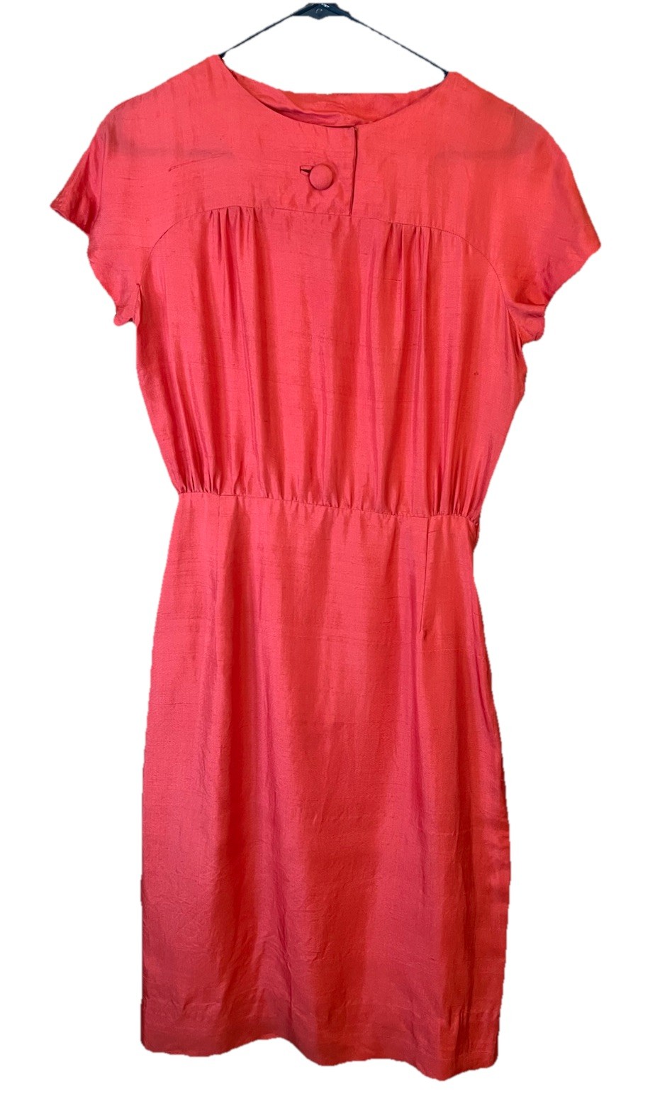 Homemade Vtg 1960 Silk Dupioni Pink Retro Style Fitted Dress W/pencil Skirt 6