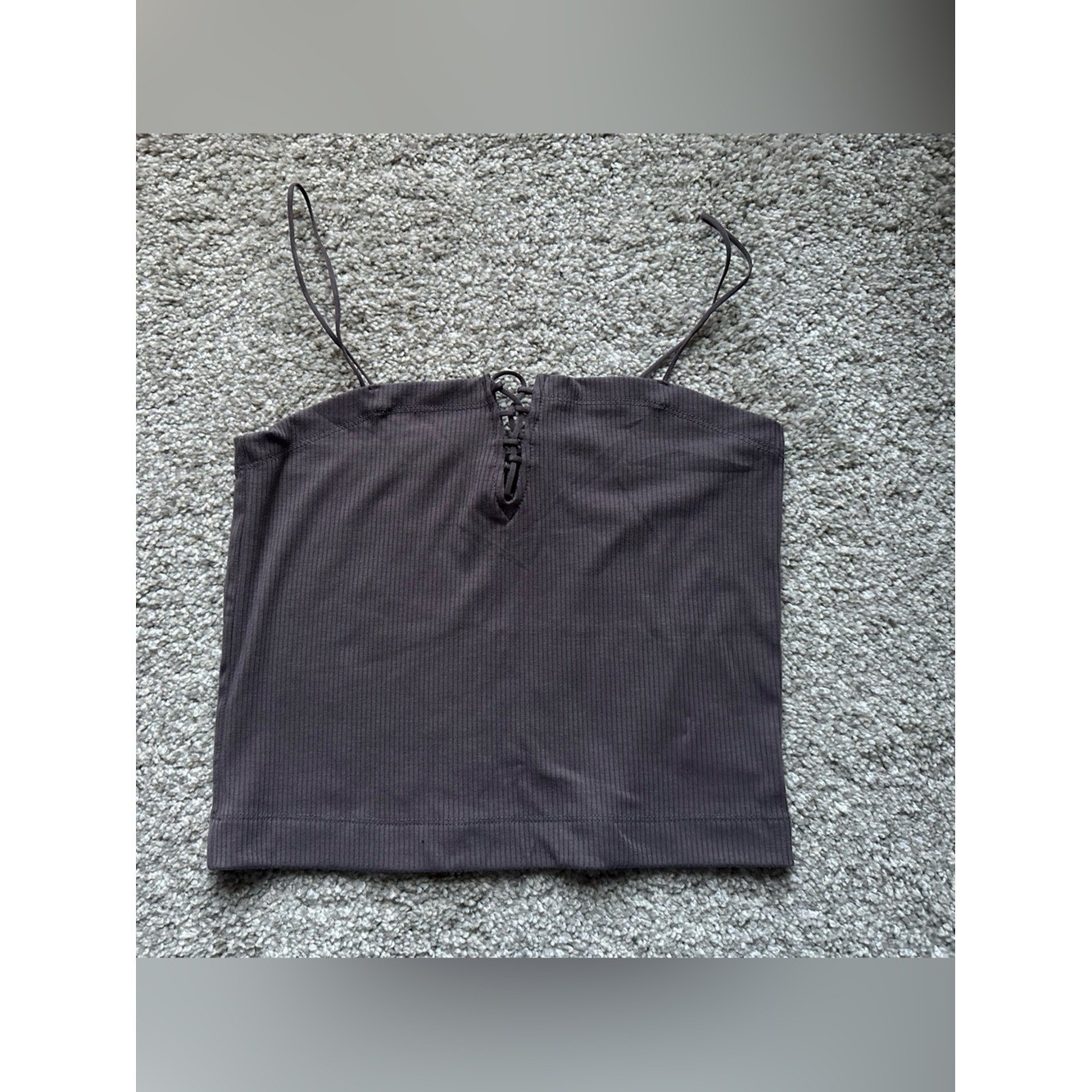 Women’s American Eagle Gray Ribbed Lace-Up Cami Size L