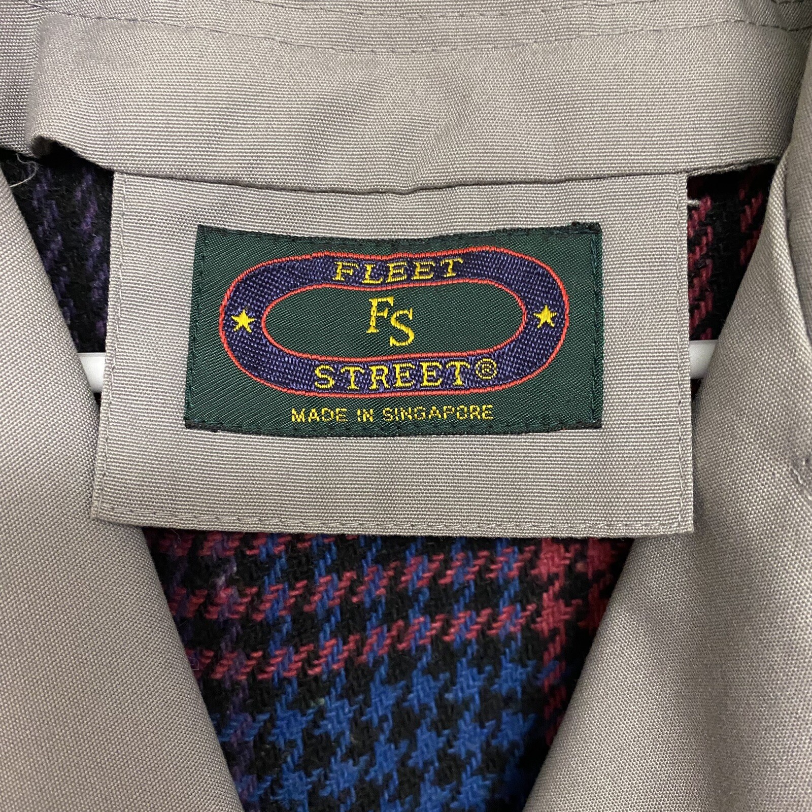 Vintage Fleet Street Trench Rain Coat Gray Size 10 Button Up Wool Blend Liner