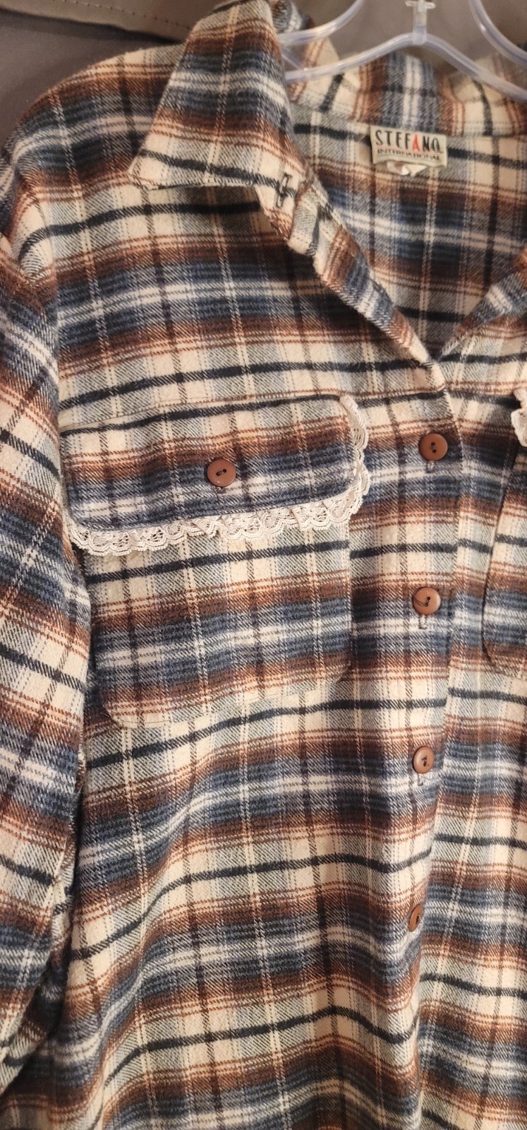 Vintage STEFANO 90s Plaid Button Down Shirt Size 22W Casual Outdoor Red,WT&Blue