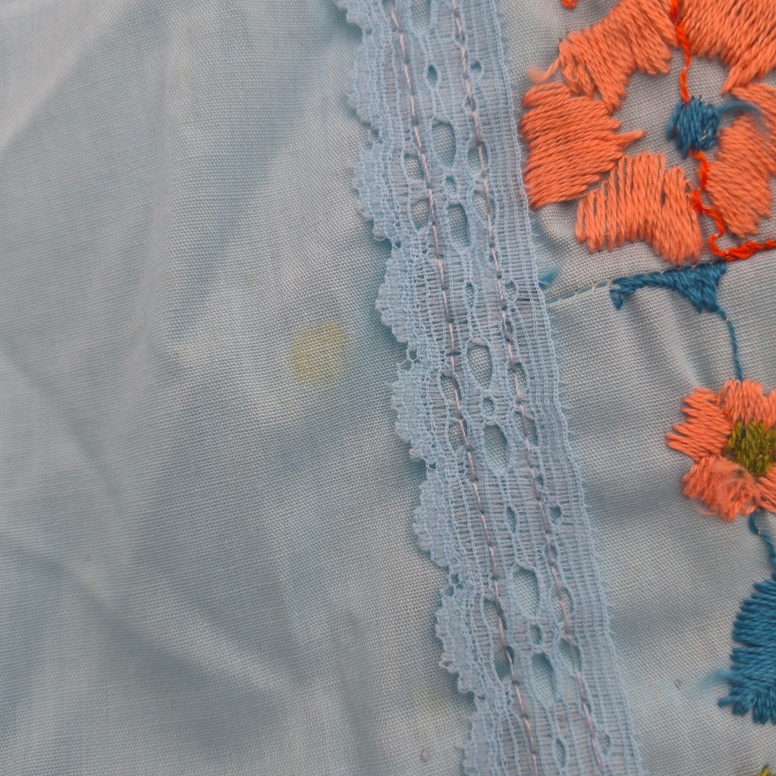 Vintage Springmaid Blue Floral Embroidered Snap Front House Dress Duster NWT L