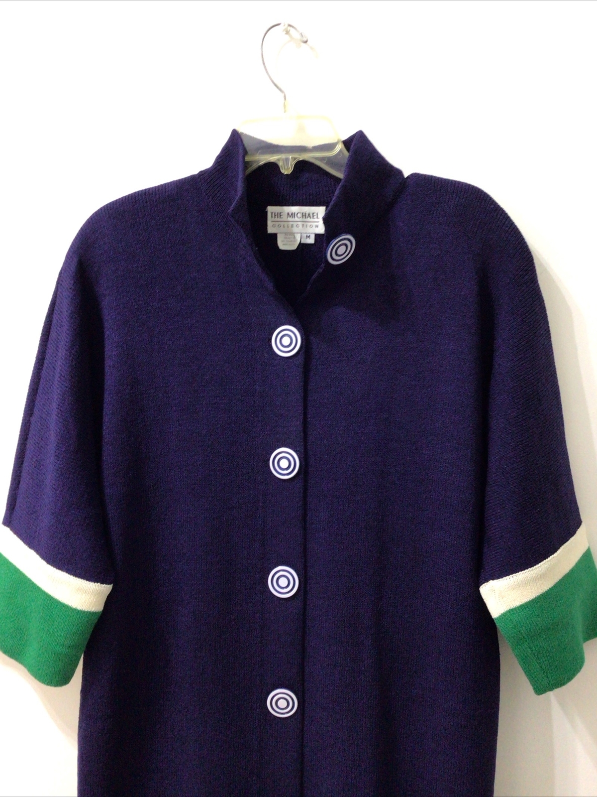 THE MICHAEL COLLECTION SANTANA KNOT DRESS SIZE MEDIUM VINTAGE NAVY GREEN