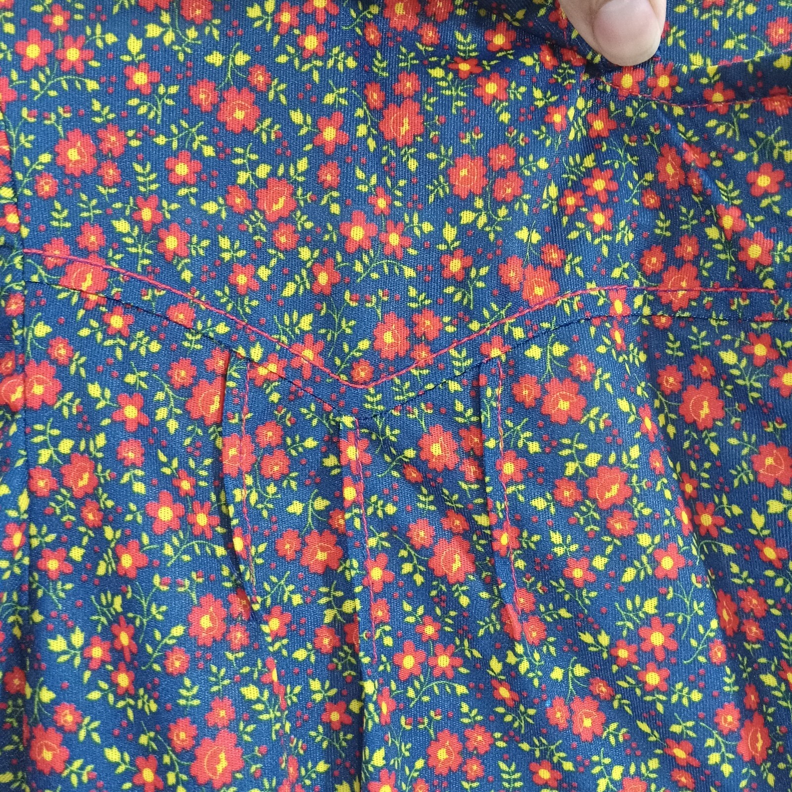 Handmade Navy Green Red Floral 1980 **Please Read Description For Sizing** VTG
