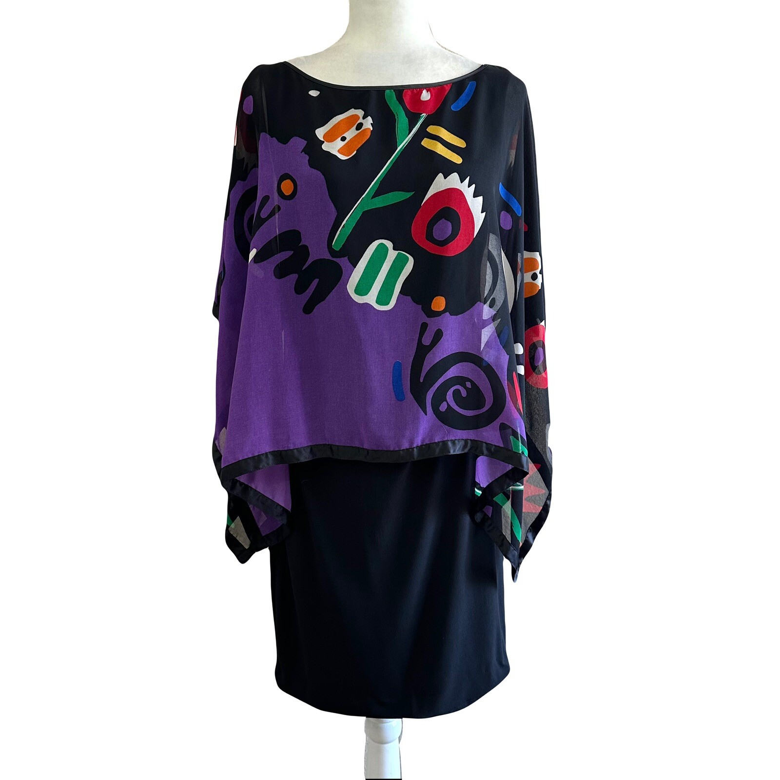 Very Vollbrach Vintage 80s Retro Scarf Evening Abstract Dress Women’s M