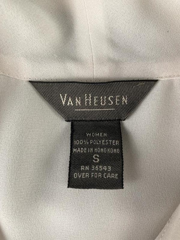 Vintage Van Heusen Women’s Cream Sheer Blouse S Long Sleeve, Stains