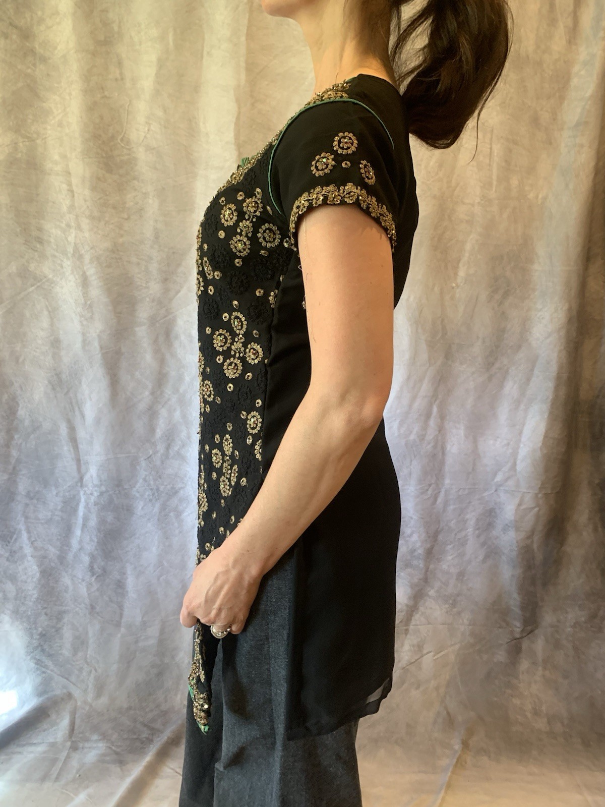 Vintage Indian Hand Beaded Tunic/ top Classic Boho Hippie Evening Event Wear