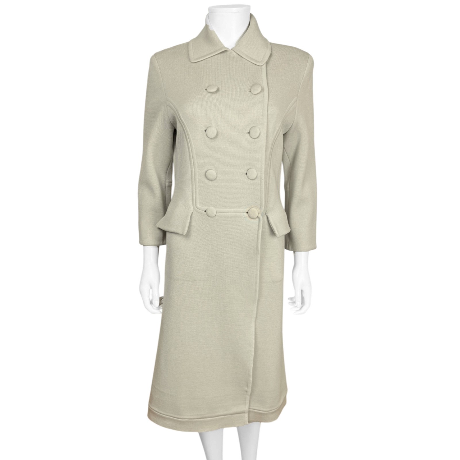 Vintage Gino Paoli Wool Coat Italy Double Breasted Knit Tailored Midi