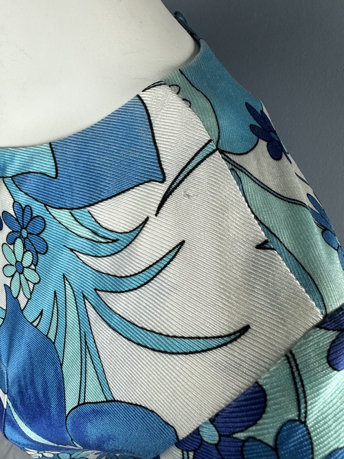 Vtg Hawaiian Surf By Pacific Blue Asian-Inspired Maxi Dress Hawaii Tiki 35” Bust
