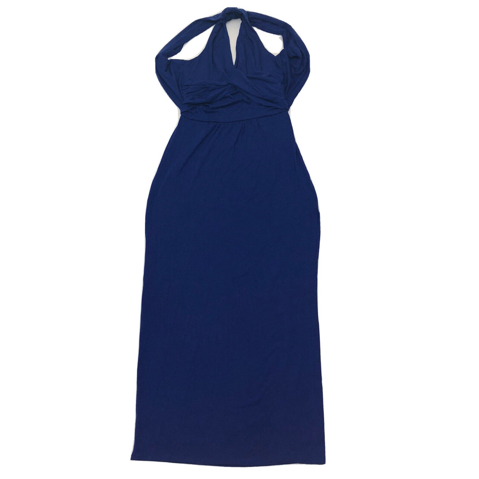 Poof Couture Dress Womens M Crisscross Maxi Electric Blue Long Slit Glamcore