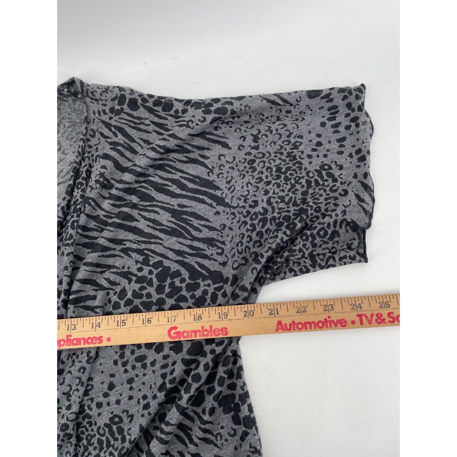 Vintage Open Front Cardigan Women XL Grey Mixed Animal Print Leopard Artsy Boho