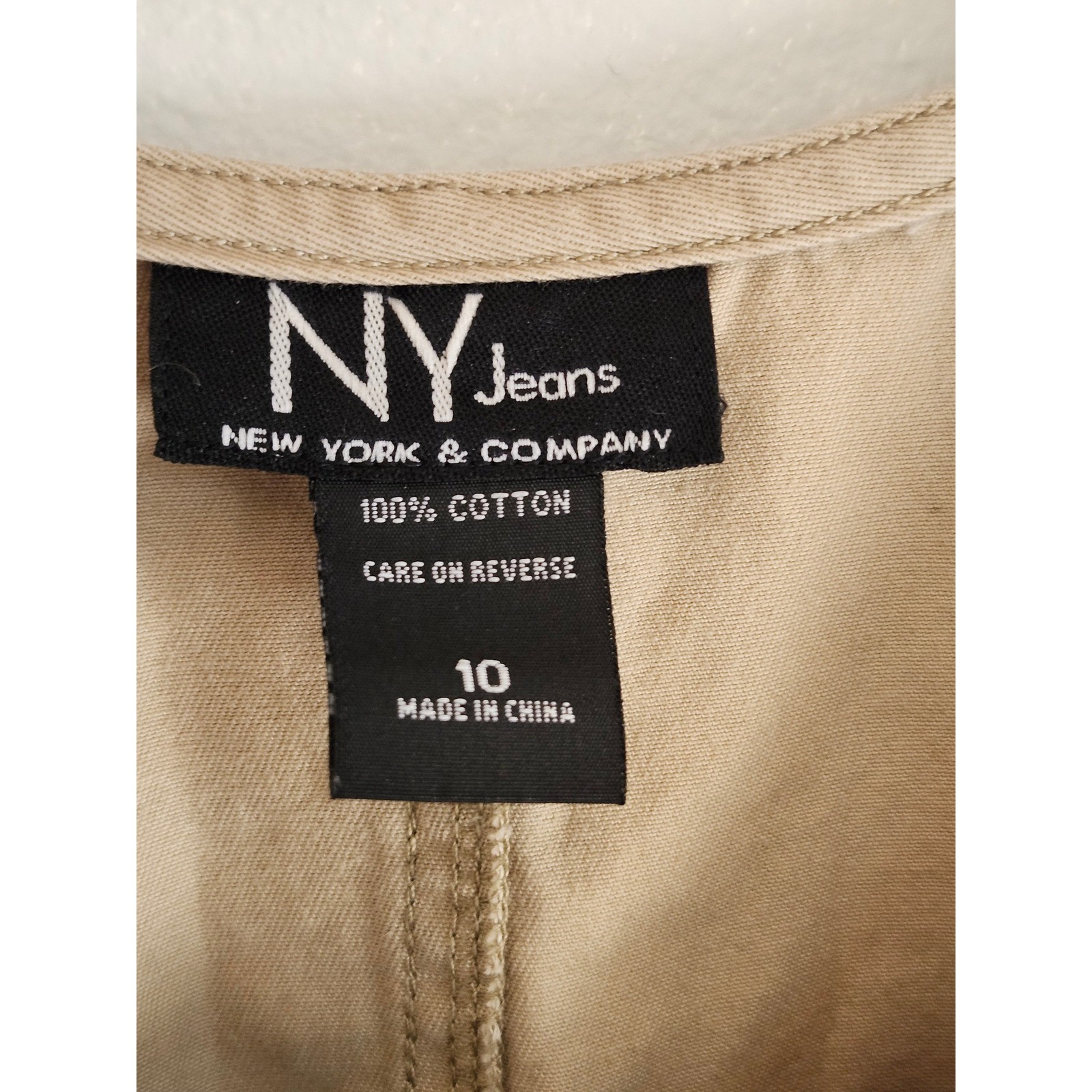 Vintage NY Jeans New York & Company Khaki Cotton Button Front Utility Dress