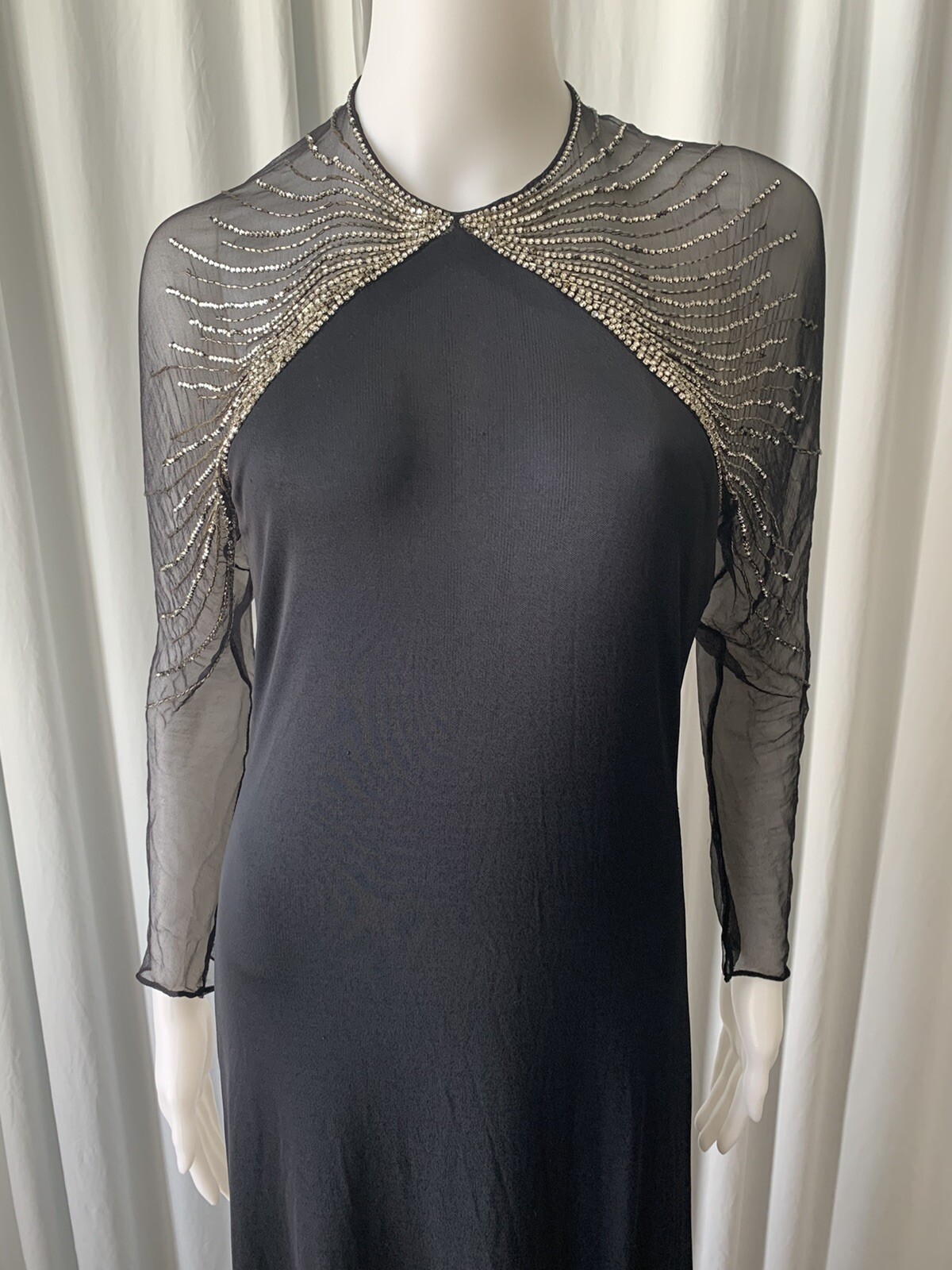 Vintage 70s Molli par is Matte Jersey With Rhinestones Embellishments Size S