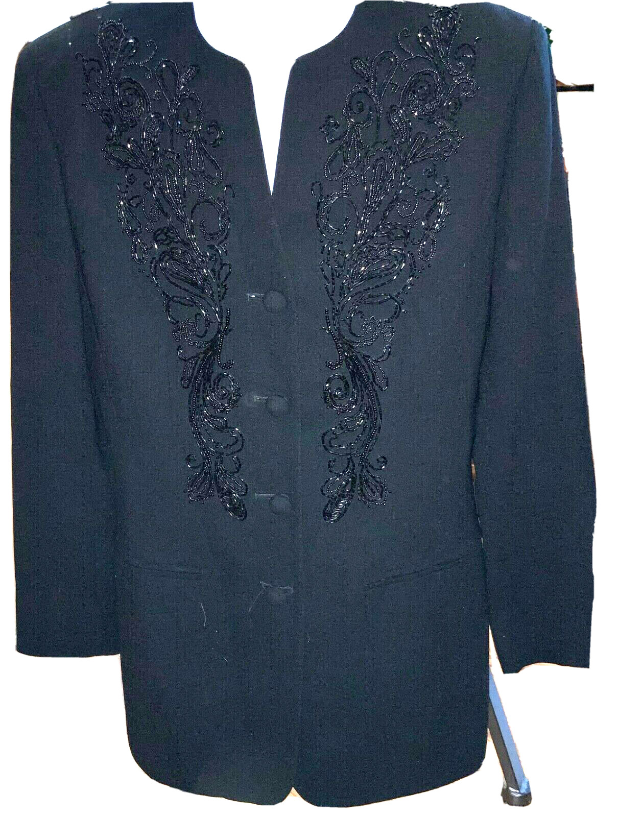 Liz Claiborne Collection Womens Jacket Size 4 beaded Long Sleeve pockets padded