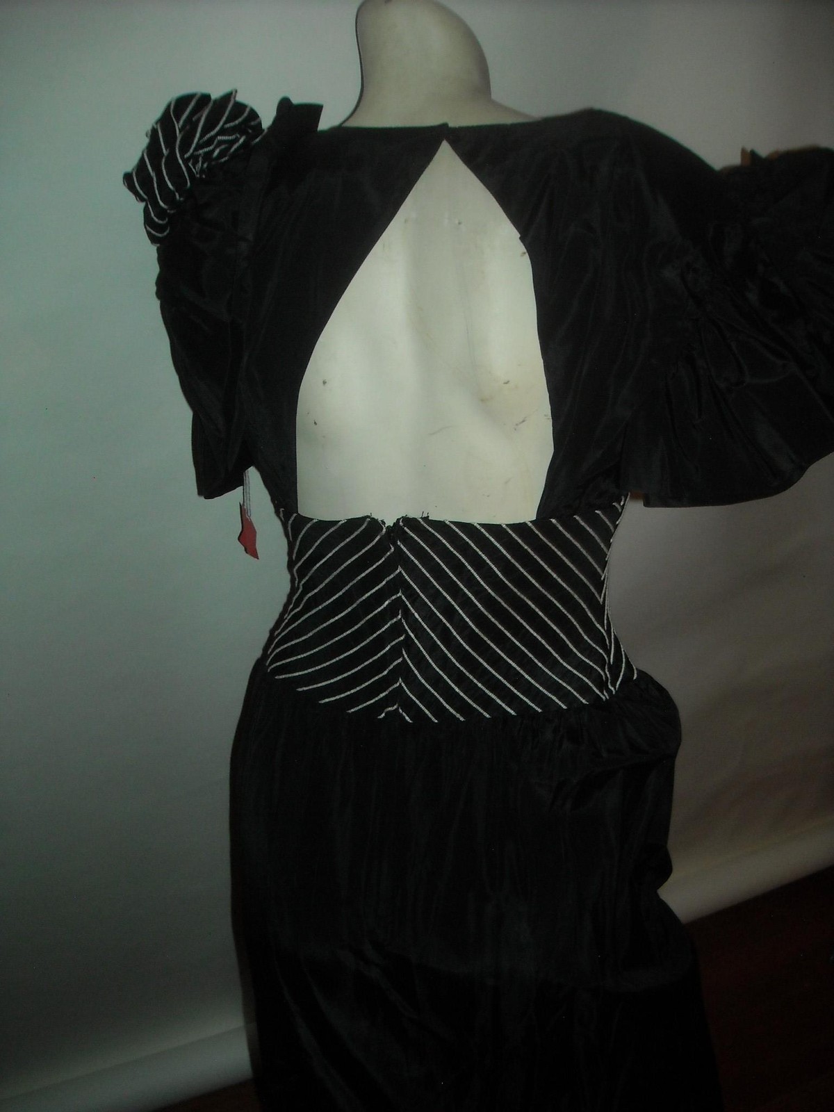 VTG 60s 70s Womens S Ball Gown Formal Black Pretty Woman Cocktail Party Dress