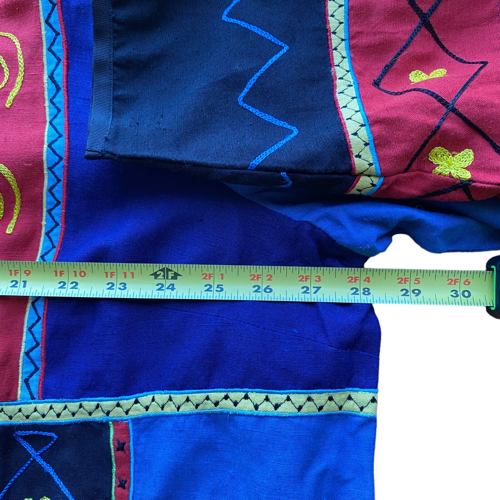 Vintage Indigo Moon Embroidered Patchwork Jacket Art to Wear Retro Abstract Boho