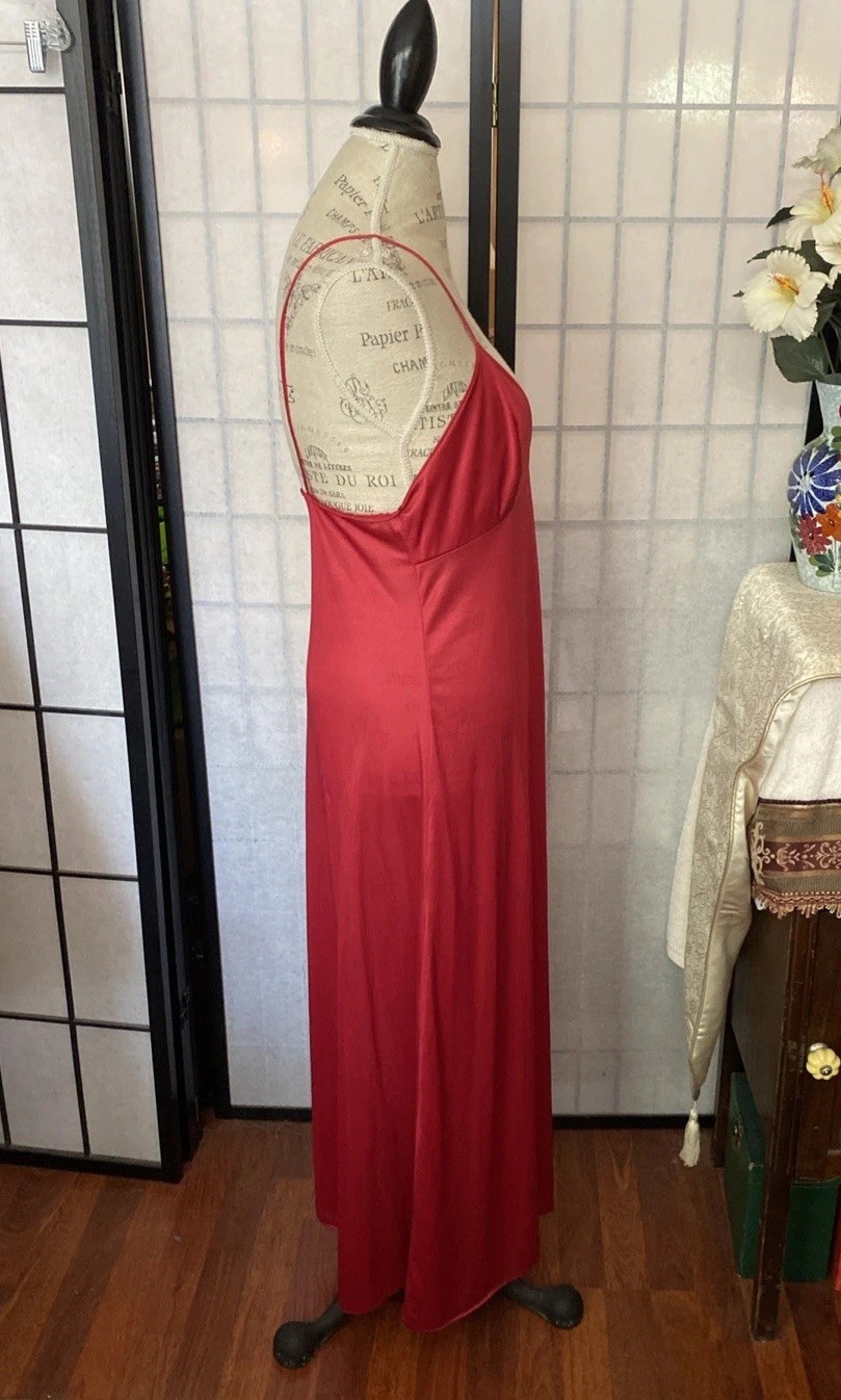 Vintage 50/60s ILGWU (USA) Mauve-Red Maxi Gown & Robe Set-M Luxurious Romantic