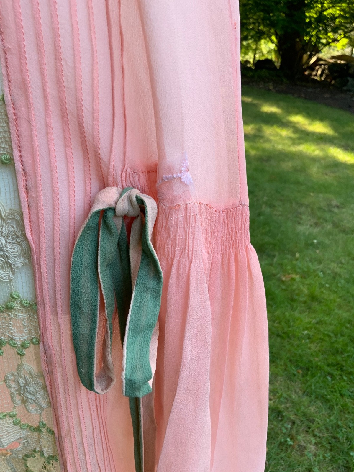 Rare 1920s Silk Chiffon Flapper Dress Art Deco Lace Dress Original Silk Slip Ant
