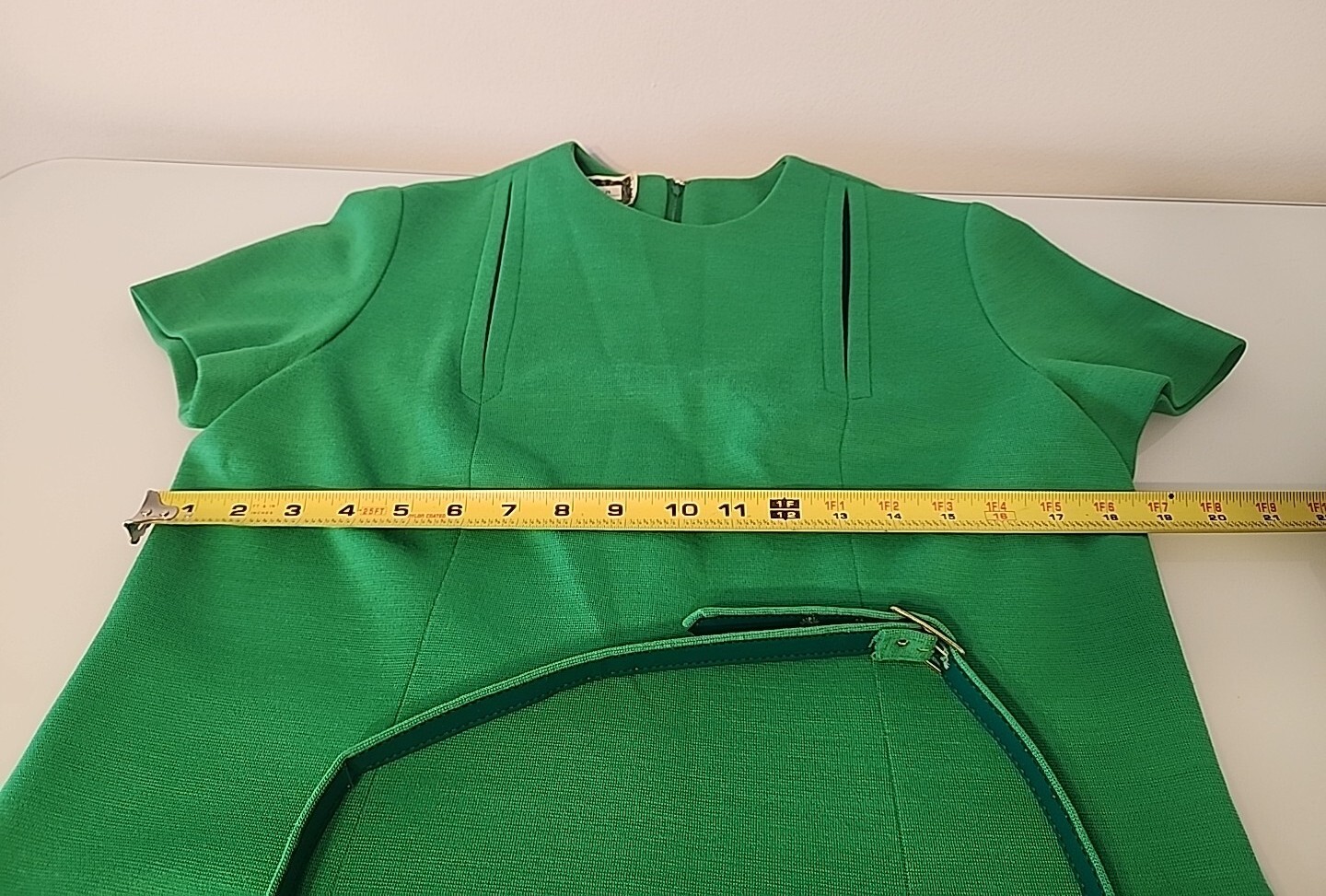 Vintage Rona Green 100% Pure Wool Dress Belted MCM