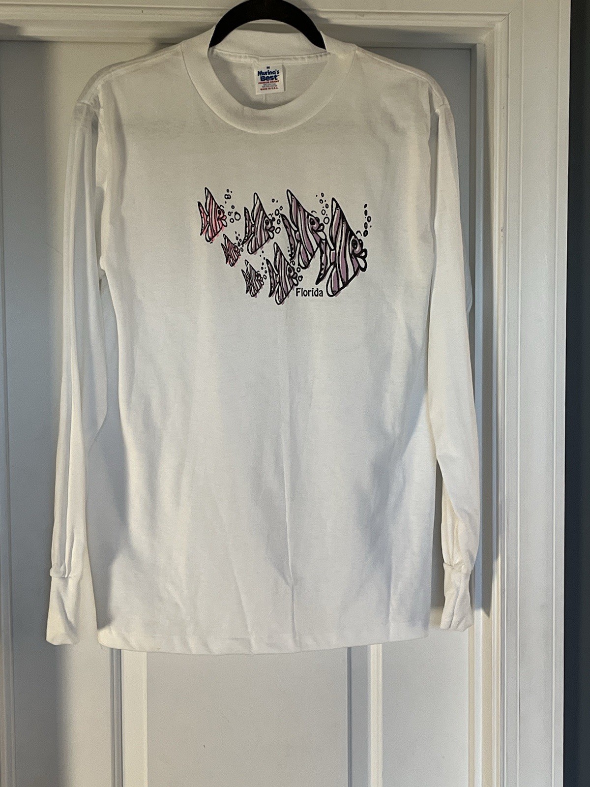 VTG 80/90’s Murina Single Stitch Long Sleeve Angel Fish Florida T’shirt Womens M