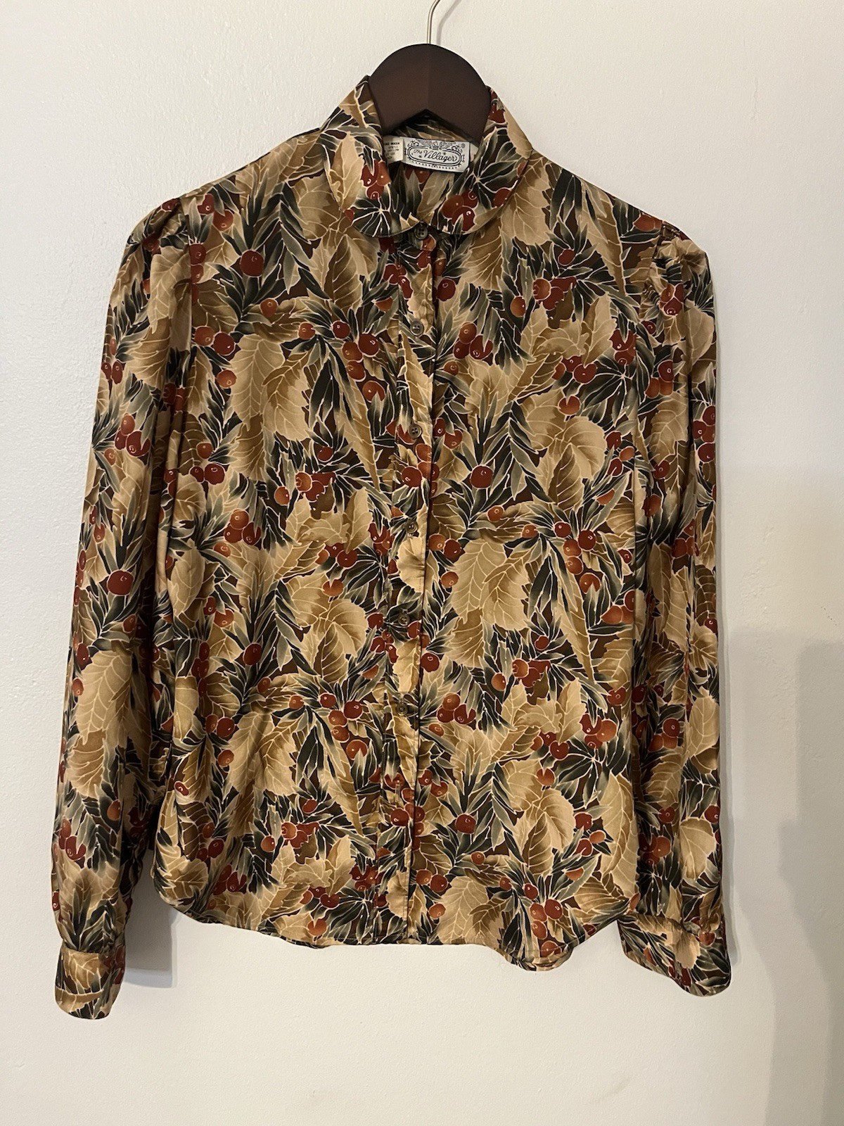 Vintage Villager Botanical Blouse Peter Pan Collar ILGWU Union Tag USA Size 10