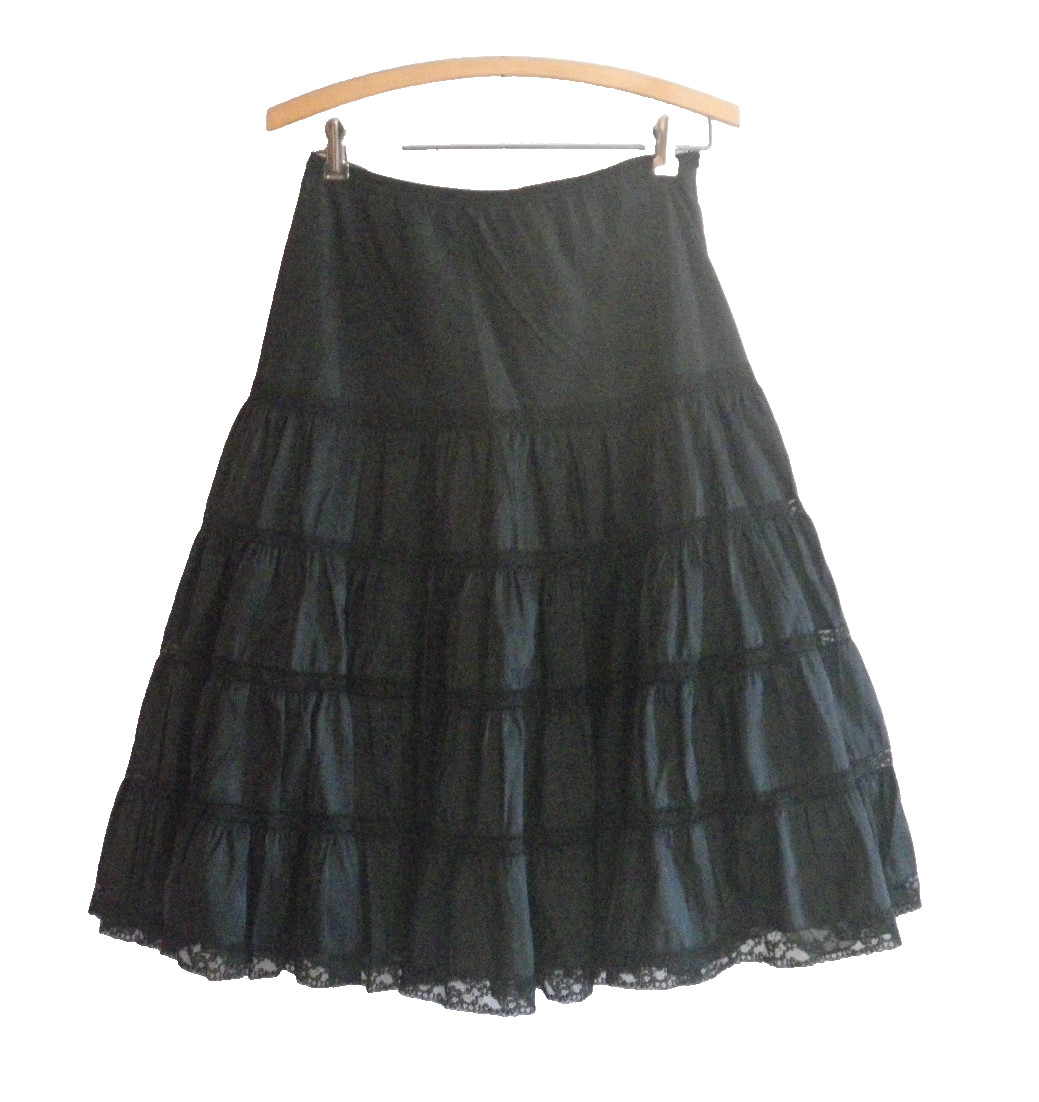50s 60s Barbizon Tiered Black Half Slip Petticoat Swishy Tafredda Size M
