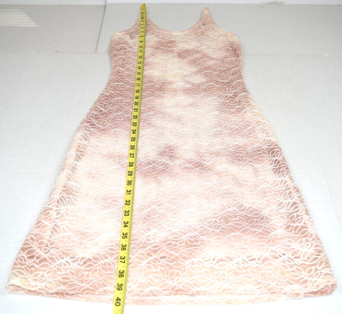 Vintage Dress Bisou Bisou Size S 90s Pink Clouds Tie Dye Sequins Layered Lace