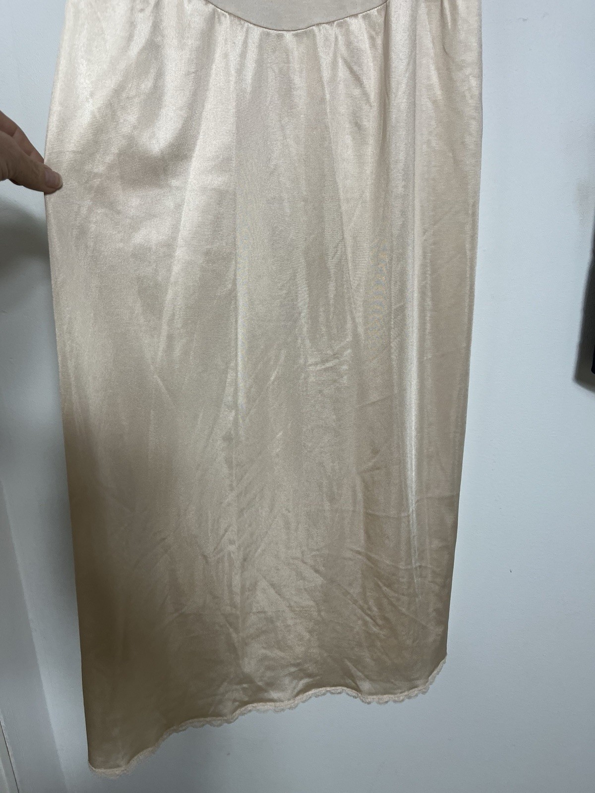 VTG Cotton & Satin Pink Camisole Top & Long Tiered Slip & Long Navy Satin Skirt