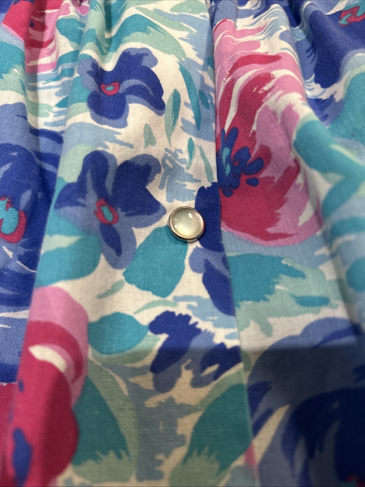 VTG 80s Kelly Reed Floral Golden Girls Short Sleeve Snap Front House Dress, Med.