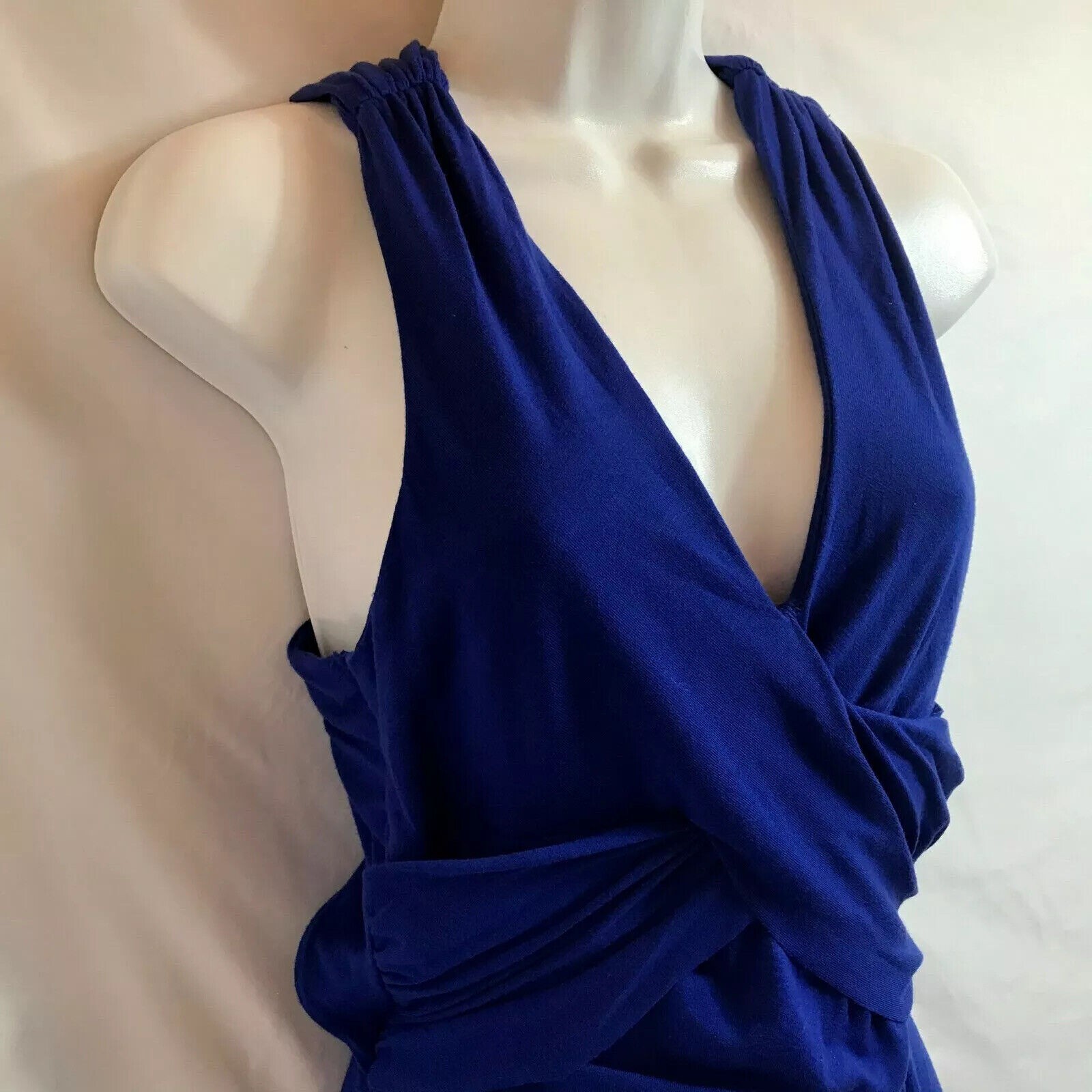 Poof Couture Dress Womens M Crisscross Maxi Electric Blue Long Slit Glamcore