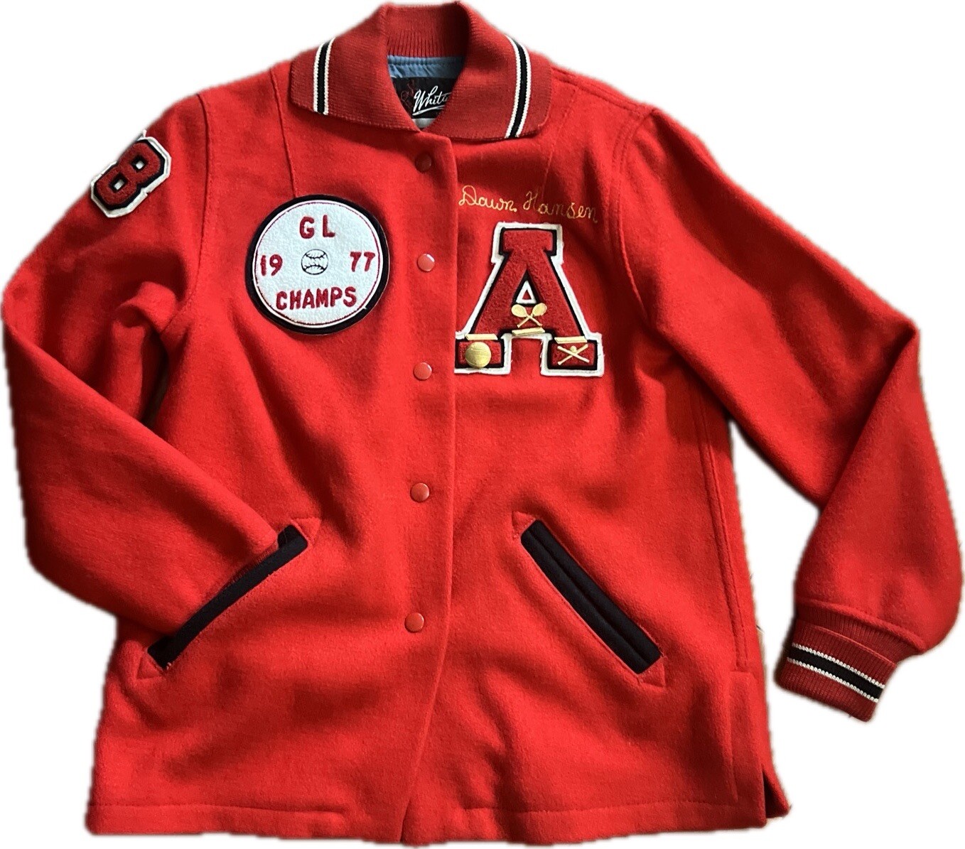 VTG 70’s Whiting Wool Letterman #78 Varsity 1977 GL Champs Jacket Red Women’s 12
