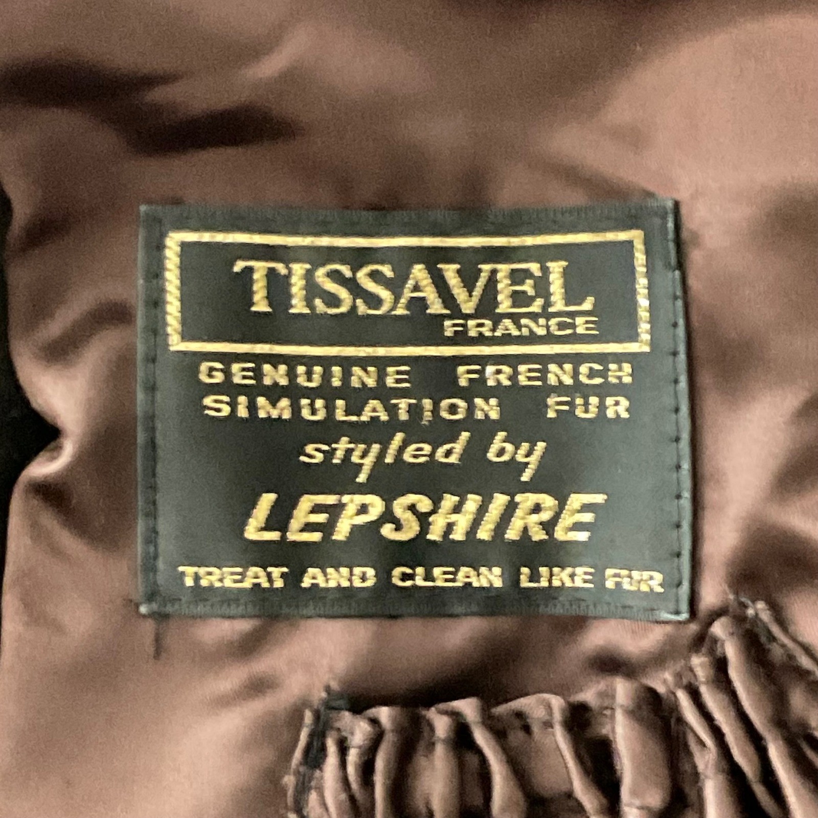 Vintage Faux Fur Coat Tissavel France Brown Hooded Coat Luxury Winter M/L