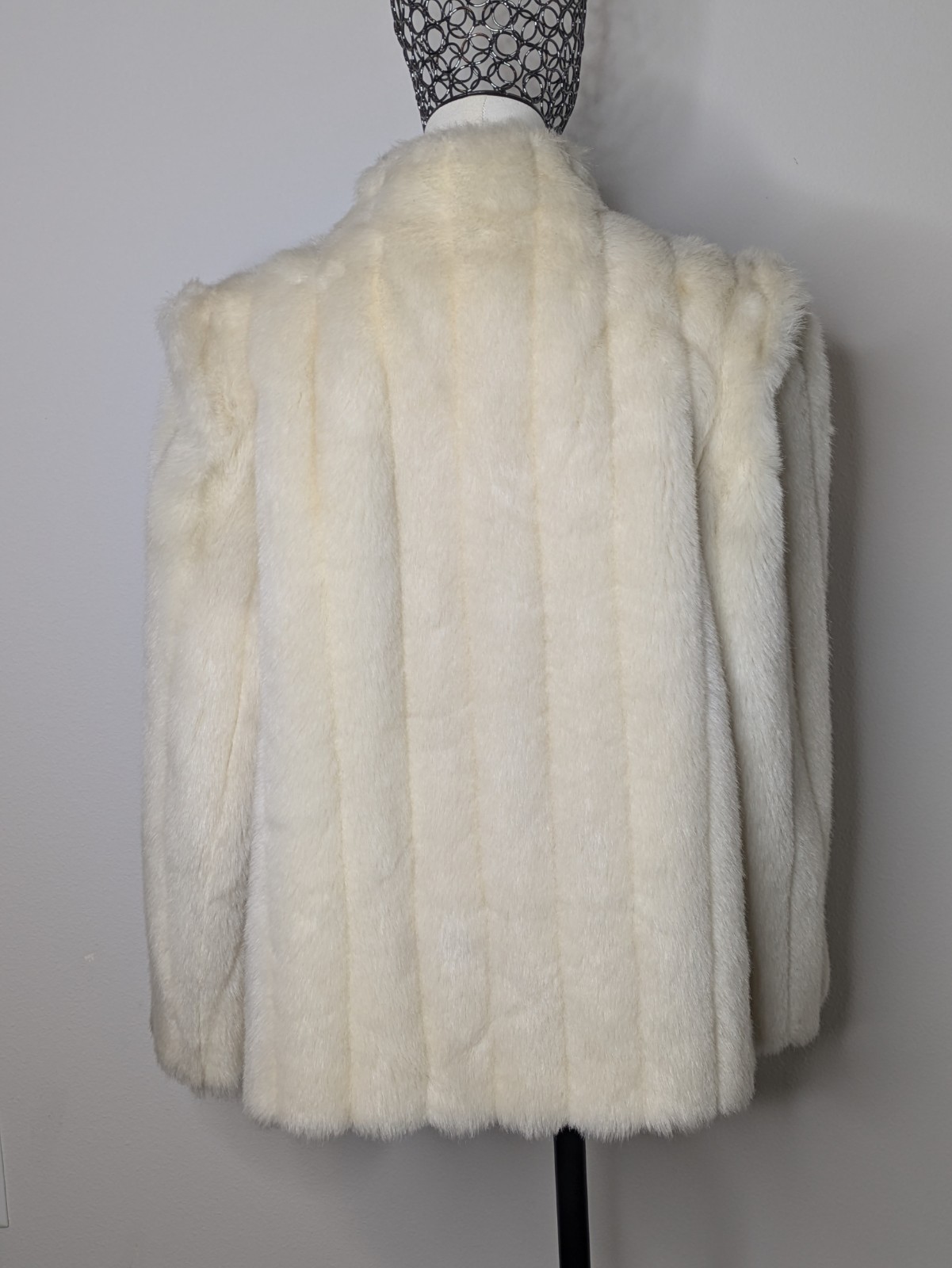 Vintage 80s Luxury Faux Fur Coat by Intrigue Glenoit White Vegan Size Small