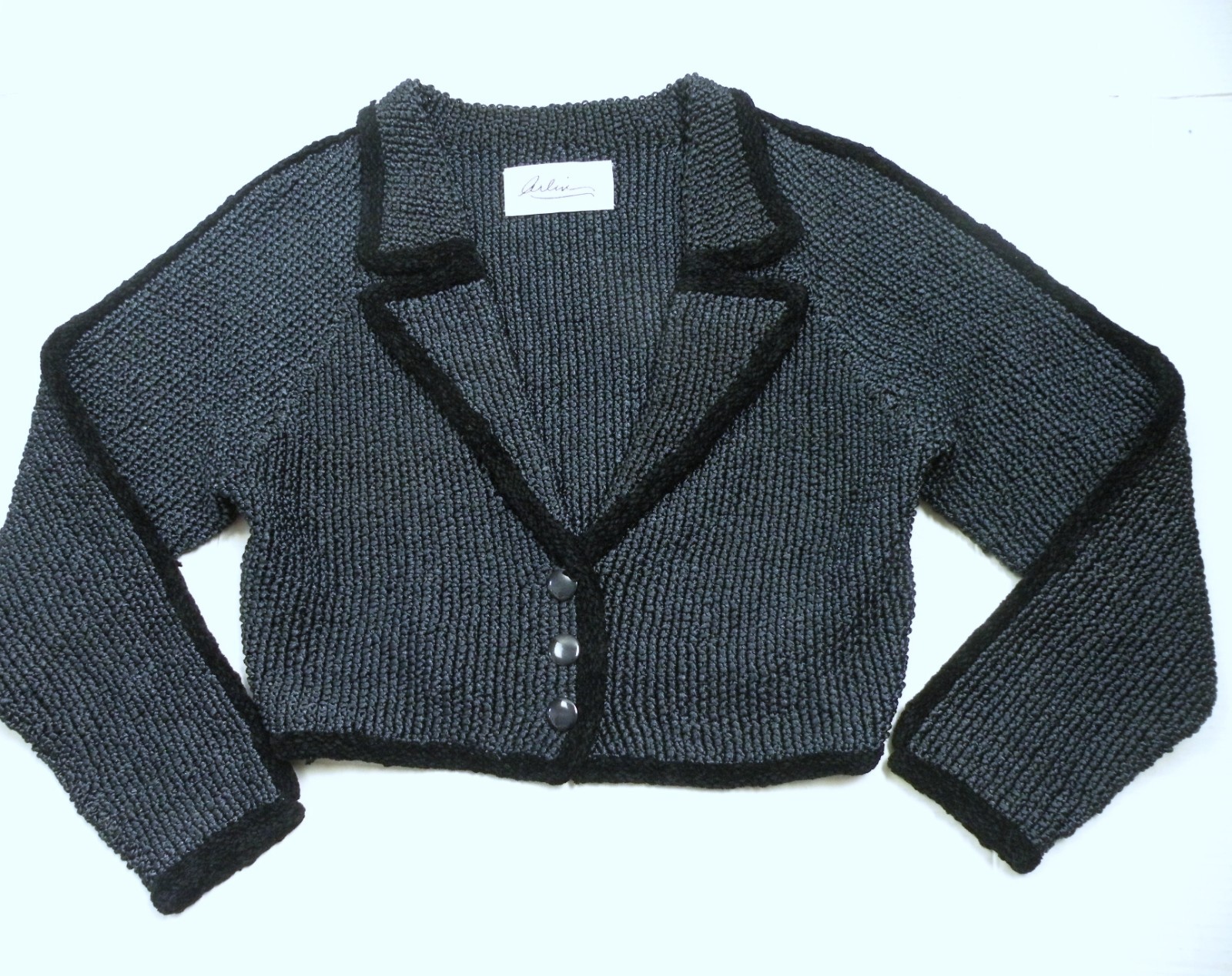 Vintage 80s Arlin Nubby Heavy Sweater Cropped Jacket M