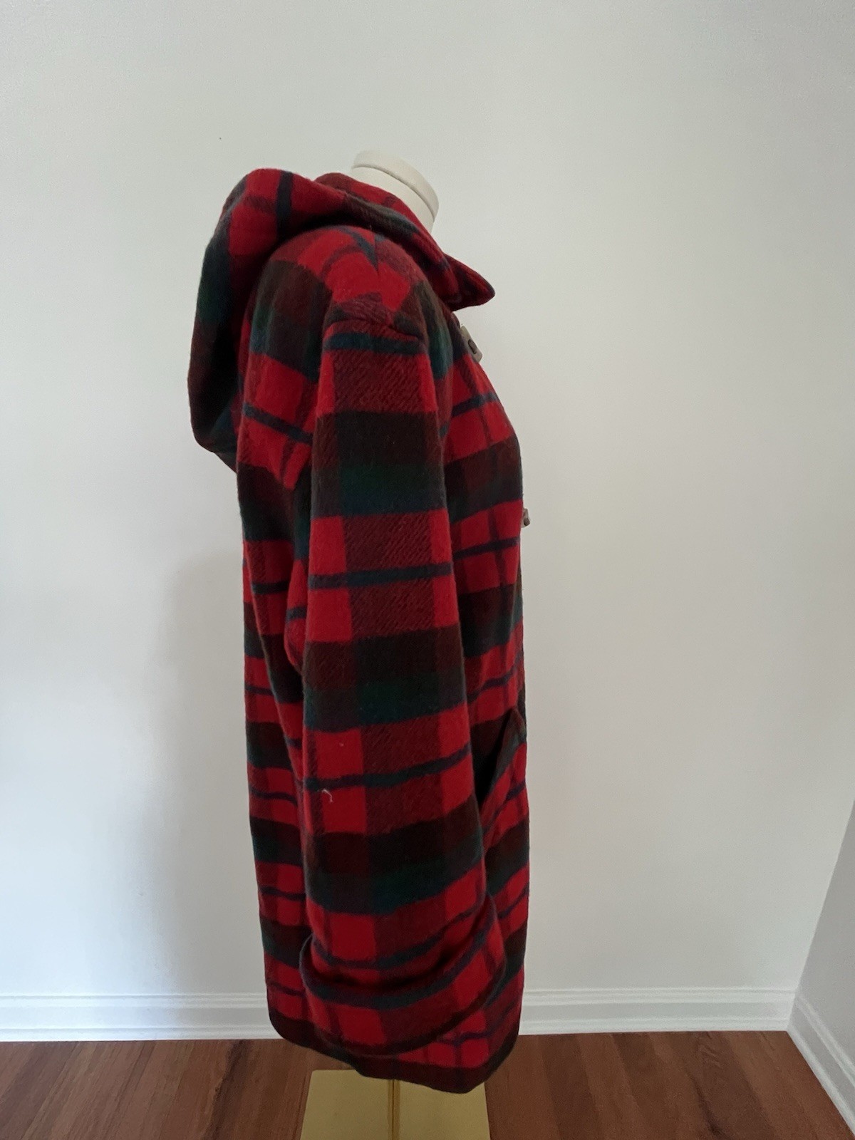 Vintage Talbots Wool Coat Size 10 Plaid Hooded Made in USA Union Made FAST SHIP