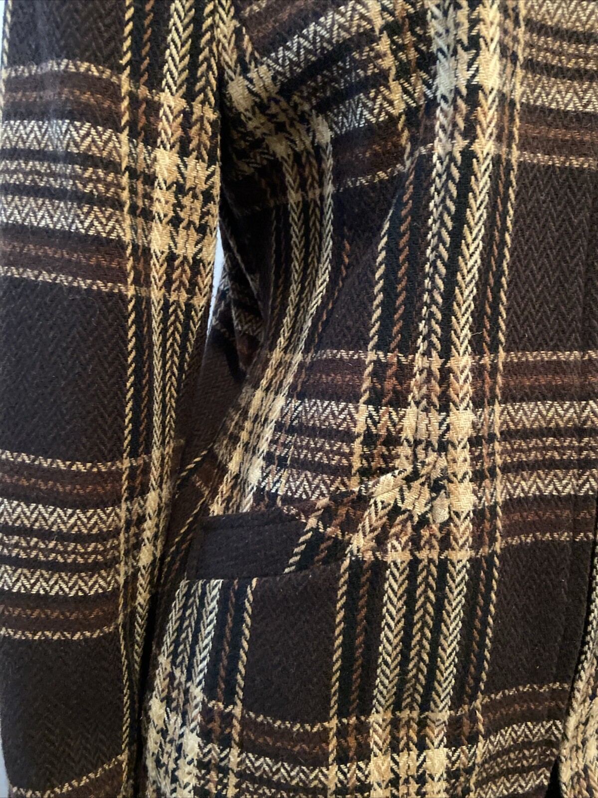 LAURA SCOTT Vtg Womens Jacket/ Blazer Brown Plaid Zip front Lined , Pockets Sz 8