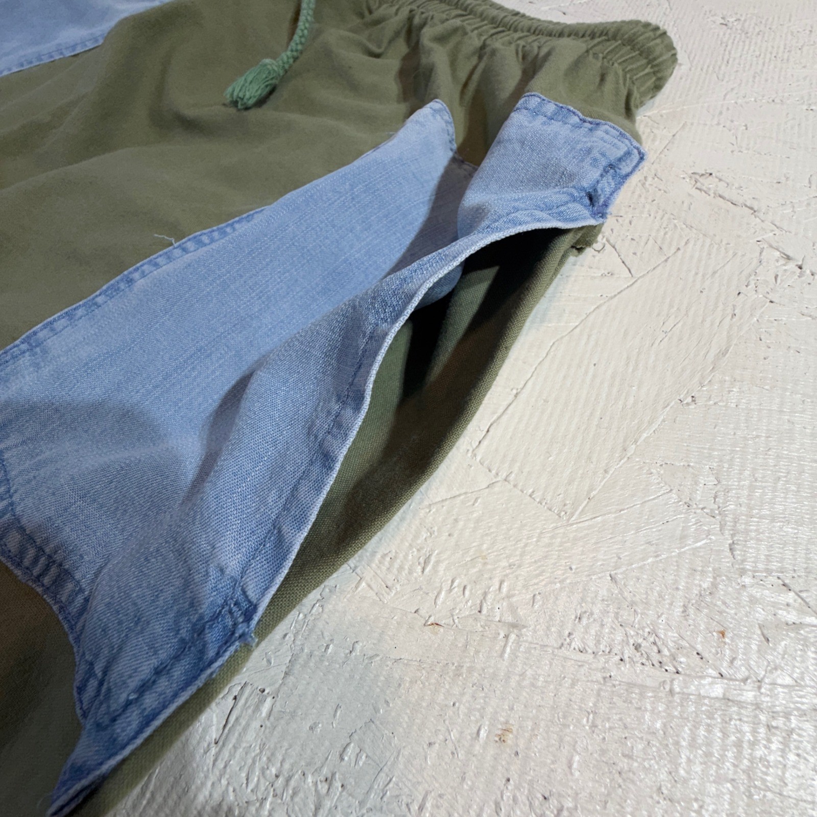Wellington Court Cotton Skirt – OS Green Denim Patch Upcycled