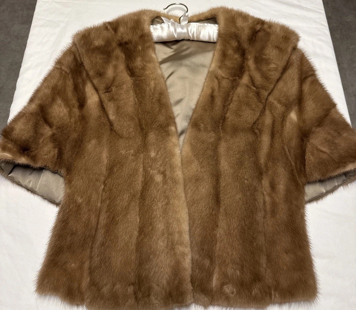 Vintage 50s 60s Faux Fur Stole Shoulder Wrap Cape Small/Med 50s 60s Mob Wife Tan