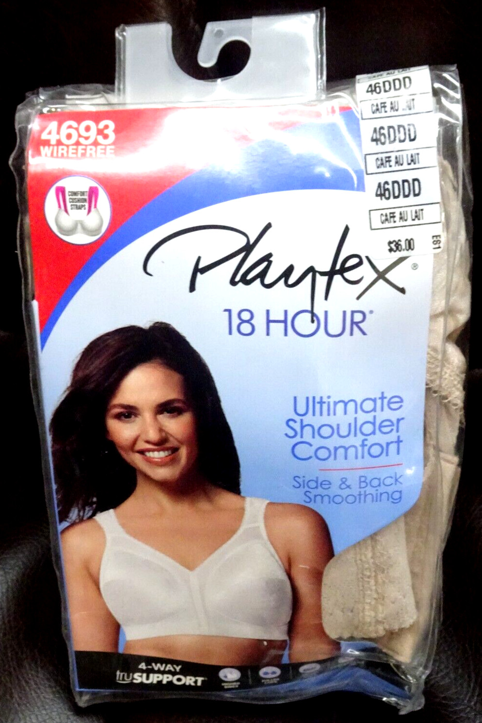 Playtex 18 Hour Ultimate Shoulder Comfort Bra Style #4693 Size 44DDD Wireless
